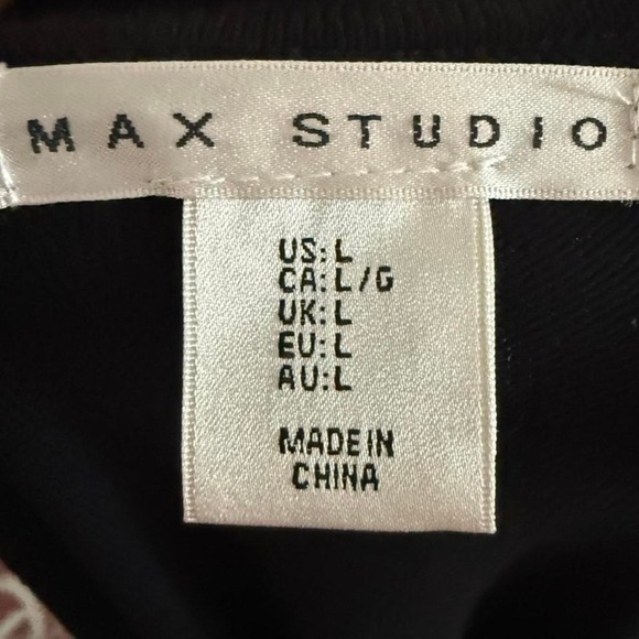Max Studio Black Long Sleeve Top Women's L Rayon Nylon Blend - Picture 3 of 4